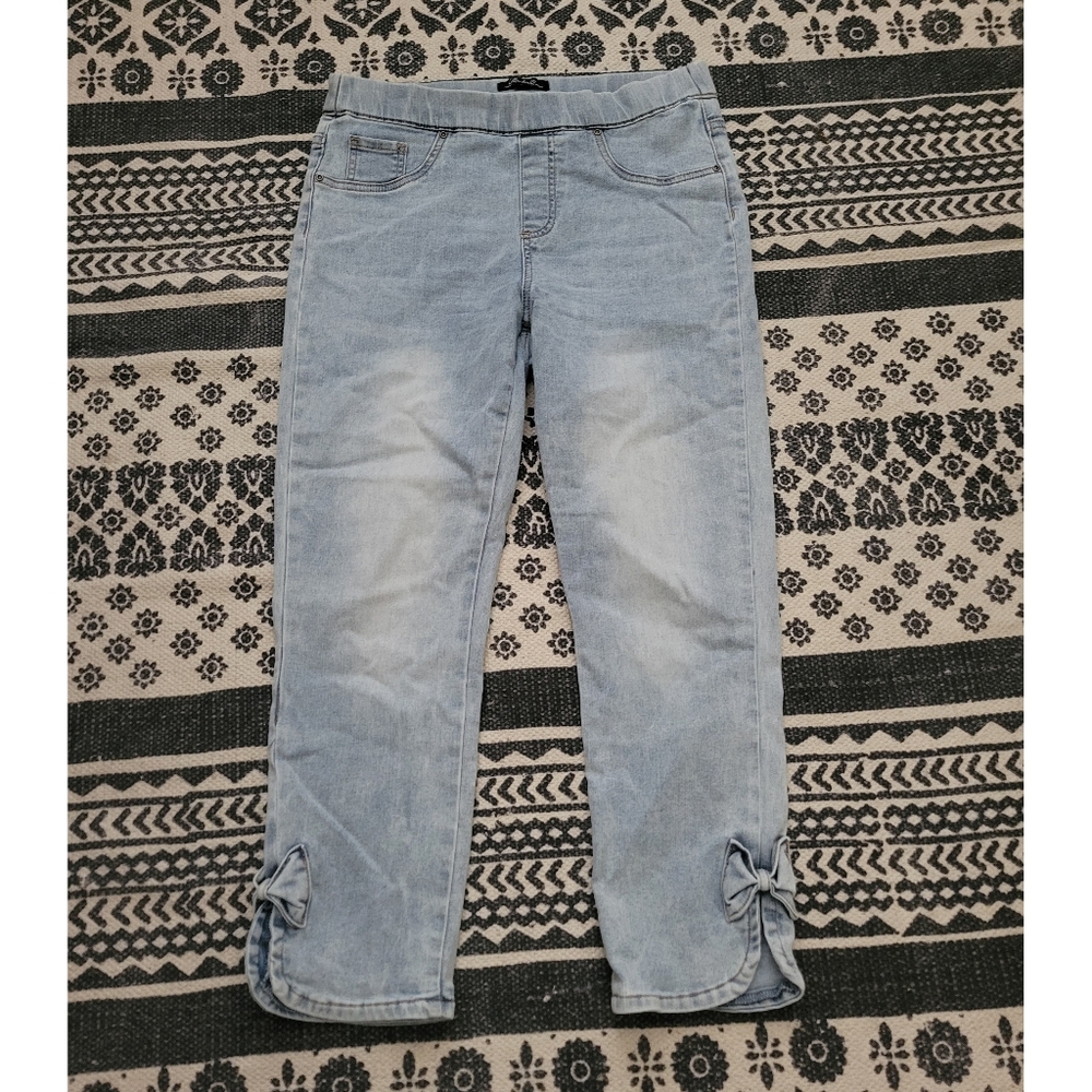 Charlies Light Blue Ankle Jeans with Bow Details Size 7 Elastic Waist Maternity